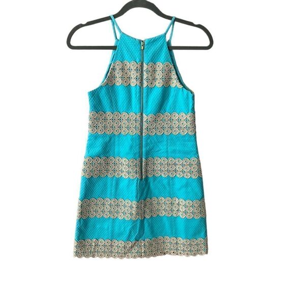 Lilly Pulitzer Annabelle retro shift dress Blue Gold Size 0 - Picture 7 of 11